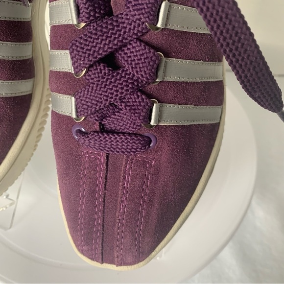 K-Swiss Sneakers Tennis Runners Suede Leather Silver 5 Stripe & Purple Size 7 - Picture 6 of 13